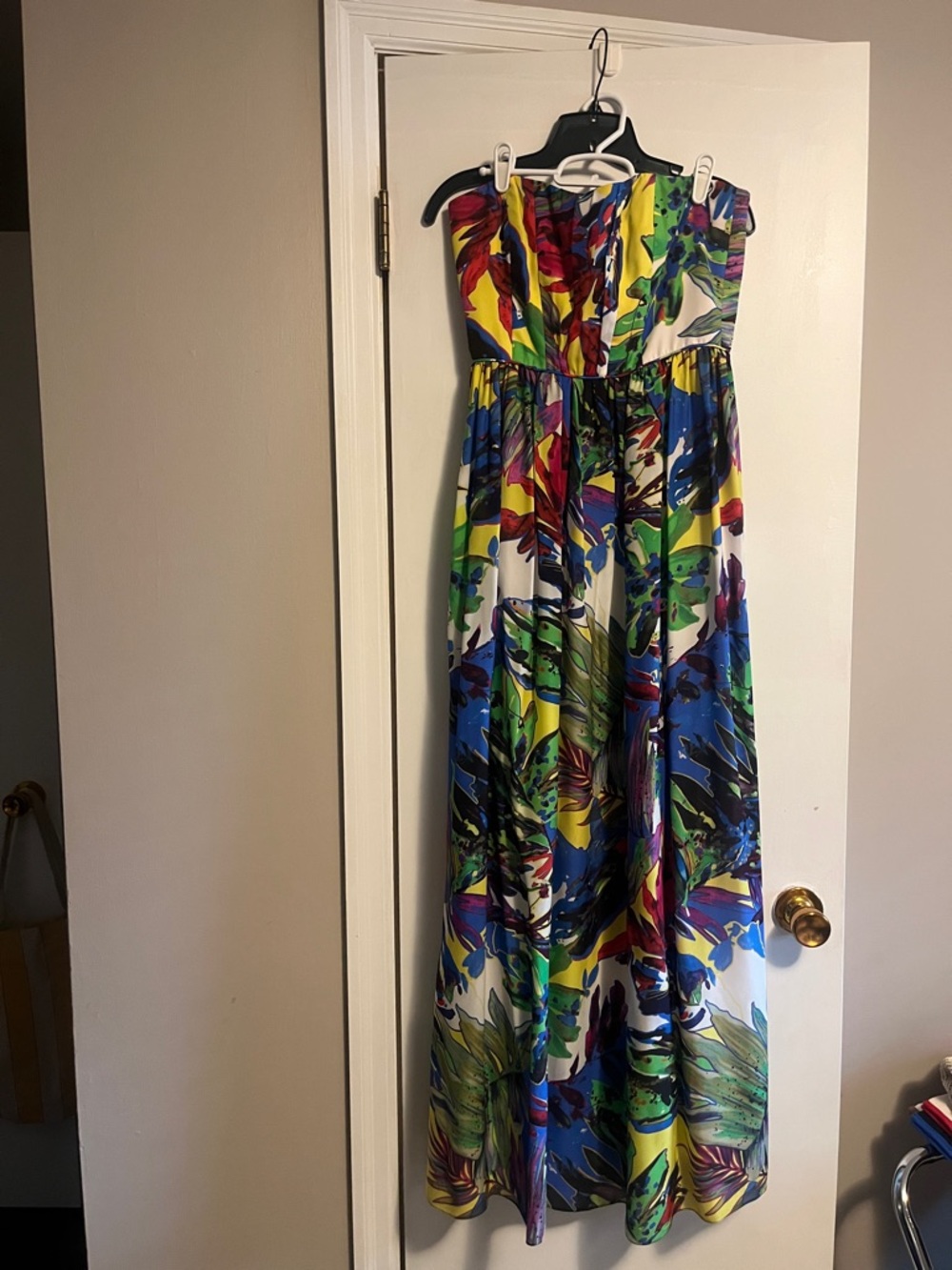 Milly Strapless Tropical Print Maxi Dress - White, Blue, Green, Yellow, Red